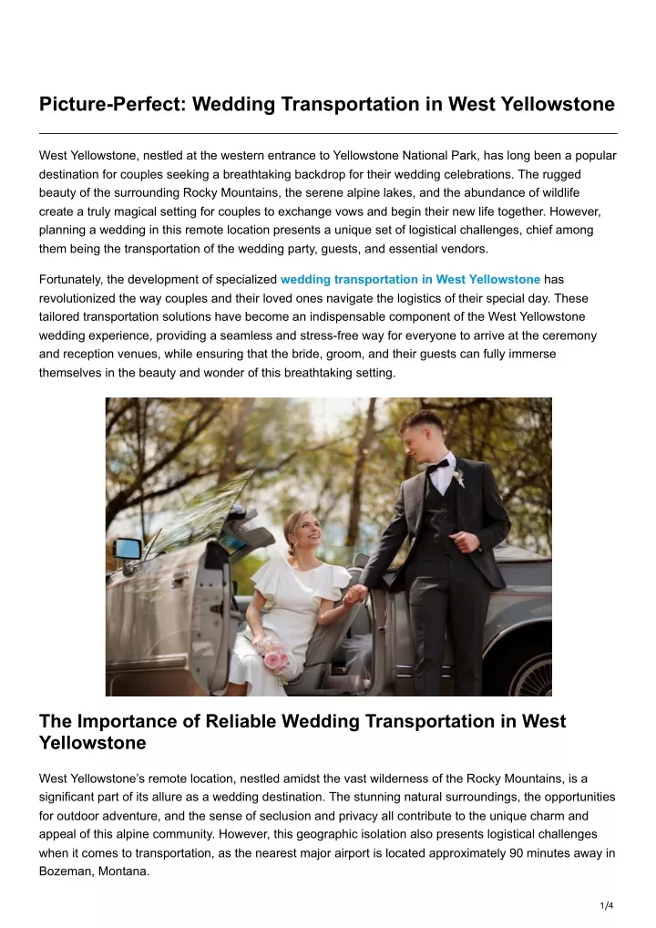 picture perfect wedding transportation in west