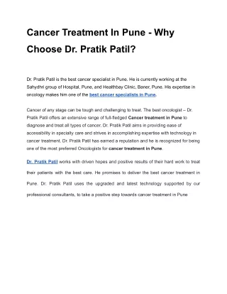 Cancer Treatment In Pune - Why Choose Dr. Pratik Patil_ (1)