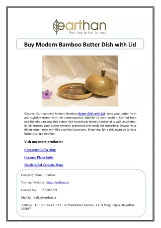 Buy Modern Bamboo Butter Dish with Lid