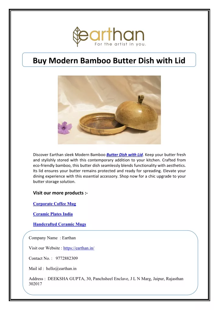 buy modern bamboo butter dish with lid