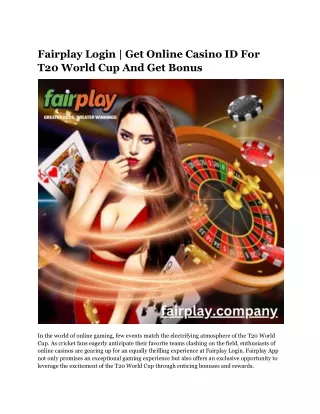 Fairplay Login - Get Online Casino ID For T20 World Cup And Get Bonus