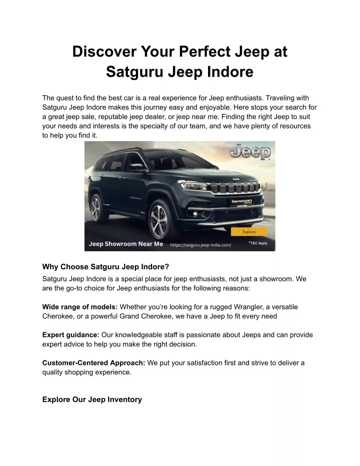 discover your perfect jeep at satguru jeep indore