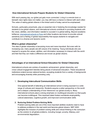 How International Schools Prepare Students for Global Citizenship