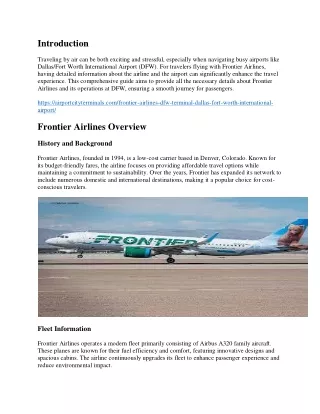 Frontier Airline Dallas/Fort Worth International Airport Information