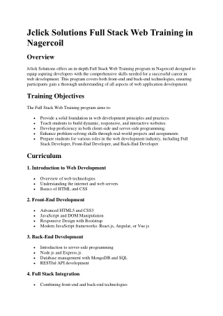 jclick solutions full stack web training