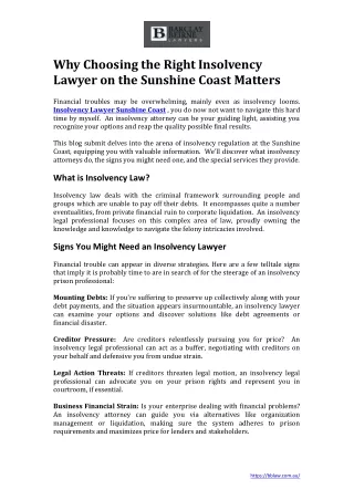 Why Choosing the Right Insolvency Lawyer on the Sunshine Coast Matters