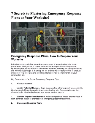 7 secrets to mastering emergency response plans
