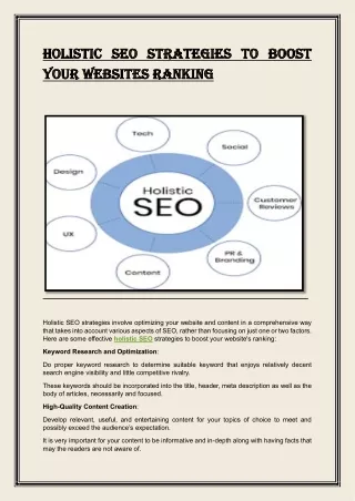 Holistic SEO Strategies to Boost Your Websites Ranking
