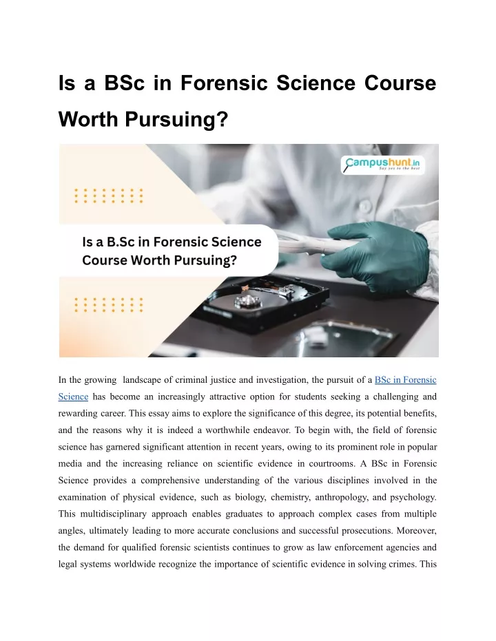 is a bsc in forensic science course