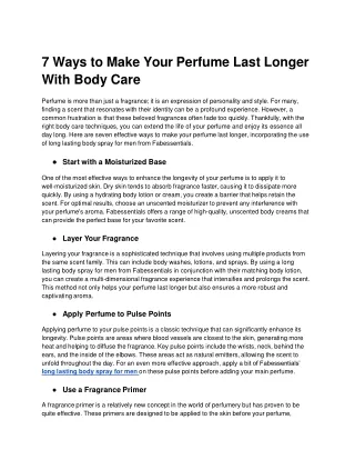 7 Ways to Make Your Perfume Last Longer With Body Care