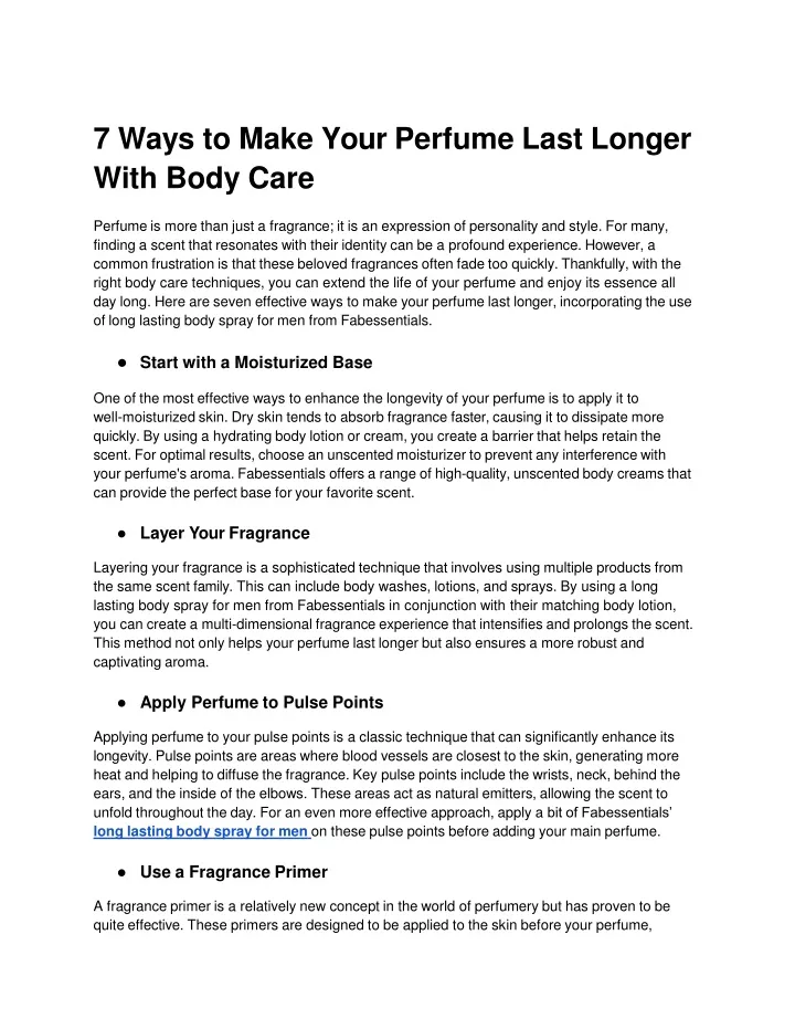 7 ways to make your perfume last longer with body care