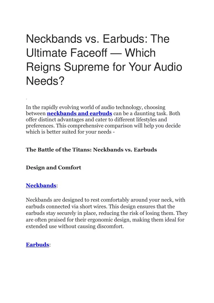 neckbands vs earbuds the ultimate faceoff which