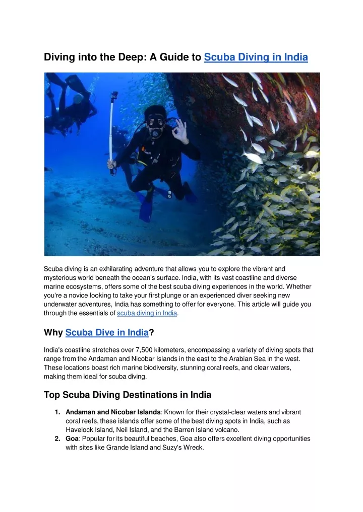 diving into the deep a guide to scuba diving