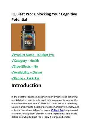 IQ Blast Pro: Unlocking Your Cognitive Potential