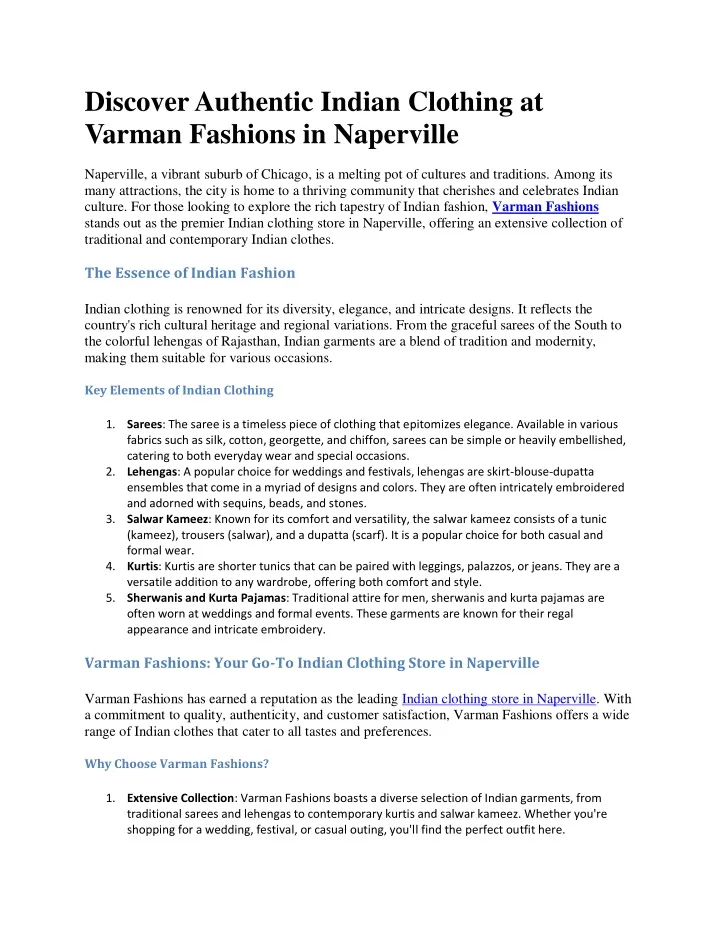 discover authentic indian clothing at varman