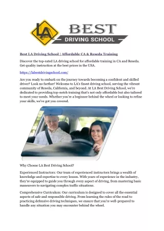 best la driving school affordable ca reseda