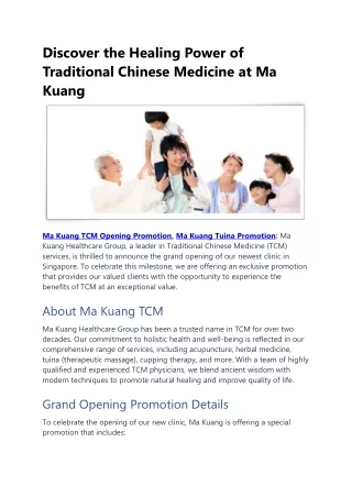Discover the Healing Power of Traditional Chinese Medicine at Ma Kuang