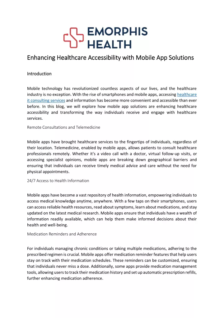 enhancing healthcare accessibility with mobile