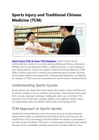 Sports Injury and Traditional Chinese Medicine (TCM)