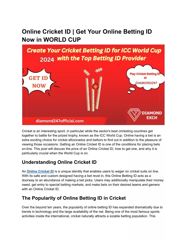 online cricket id get your online betting