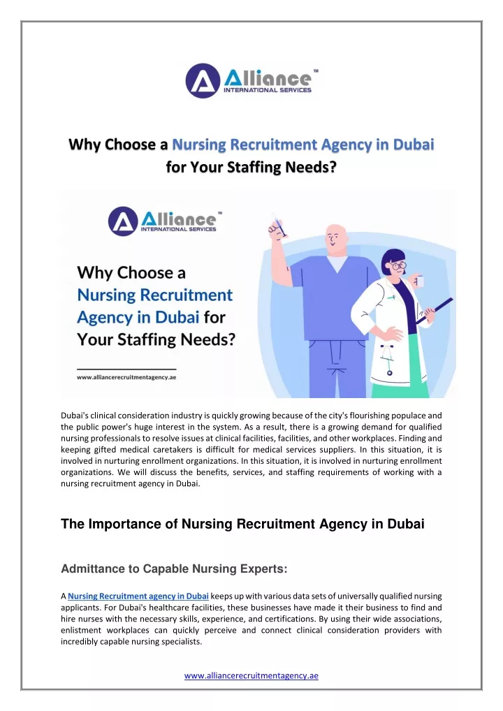 why choose a nursing recruitment agency in dubai