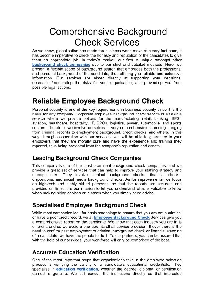 comprehensive background check services