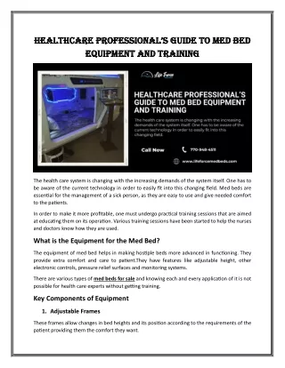 Healthcare Professional’s Guide to Med Bed Equipment and Training