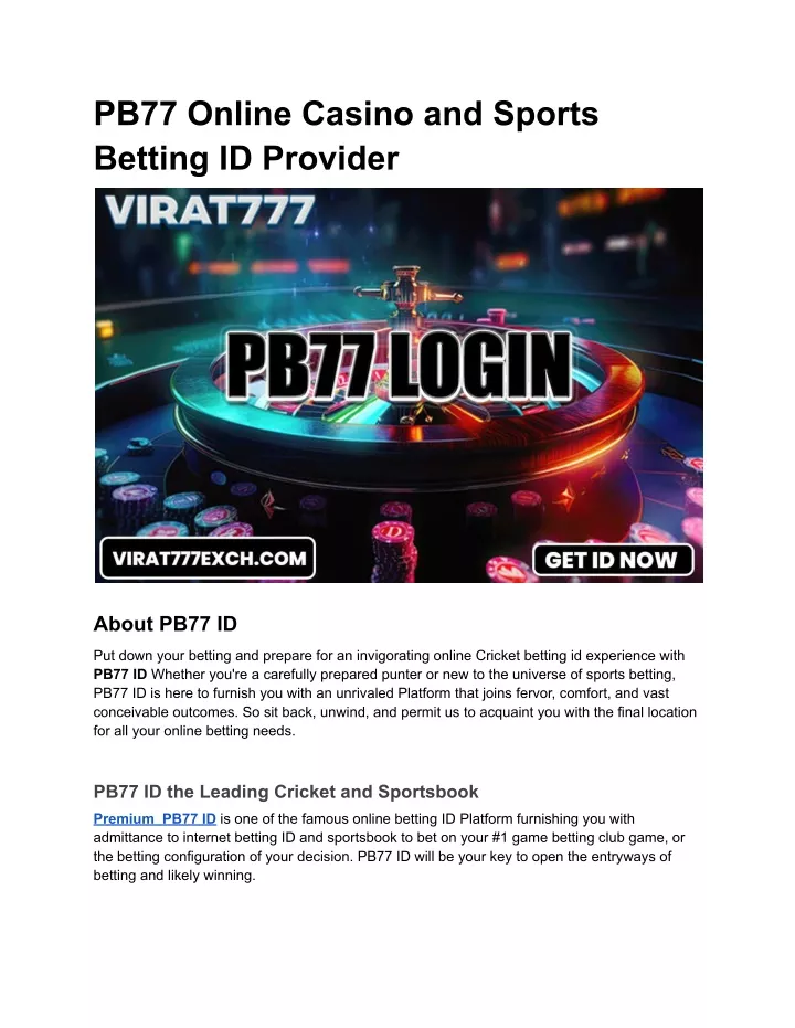 pb77 online casino and sports betting id provider