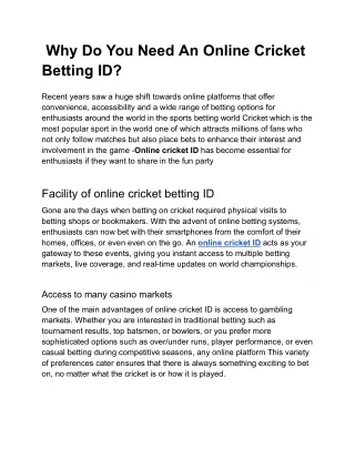 Why Do You Need An Online Cricket Betting ID