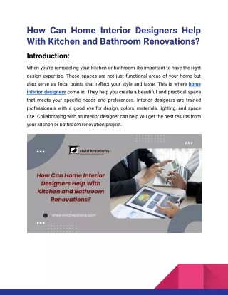 How Can Home Interior Designers Help With Kitchen and Bathroom Renovations_vividkreations