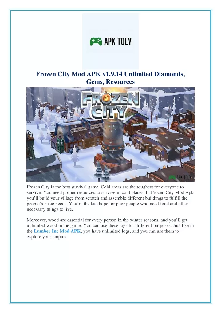 frozen city mod apk v1 9 14 unlimited diamonds