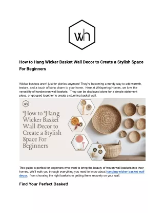 how to hang wicker basket wall decor to create