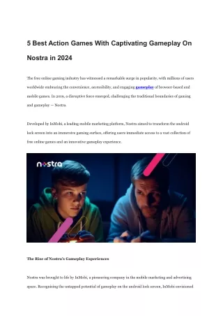 5 Best Action Games With Captivating Gameplay On Nostra in 2024