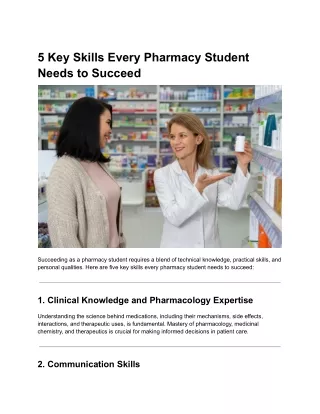 5 Key Skills Every Pharmacy Student Needs to Succeed