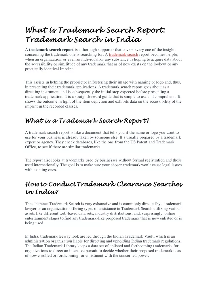 what is trademark search report what is trademark
