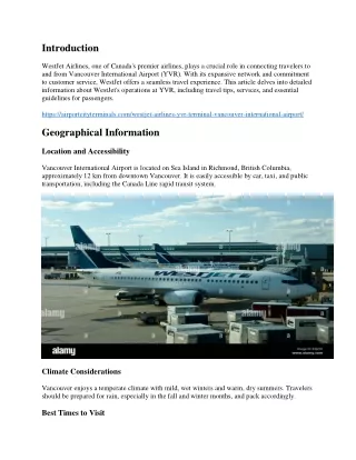 WestJet Airlines Vancouver International Airport Information