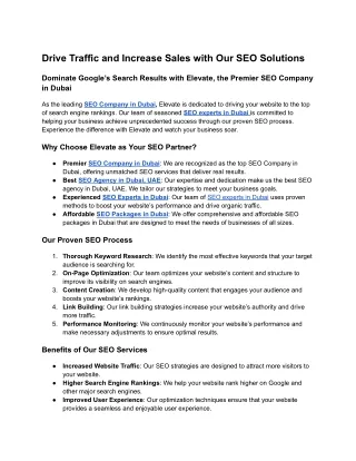 Drive Traffic and Increase Sales with Our SEO Solutions