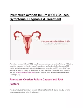 Premature ovarian failure (POF) Causes, Symptoms, Diagnosis & Treatment