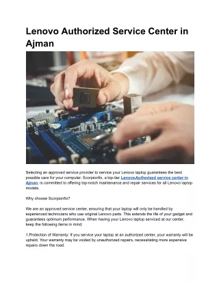 Lenovo Authorized Service Center in Ajman