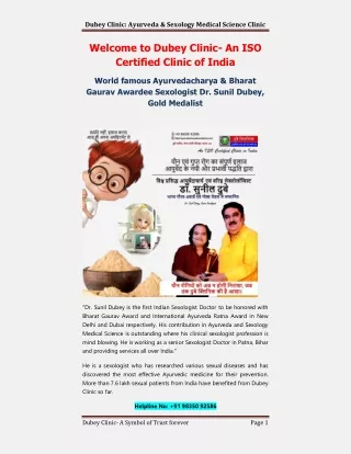 Improve Sexual Issue: Best Sexologist in Patna, Bihar | Dr. Sunil Dubey Clinic