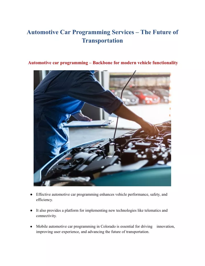 automotive car programming services the future