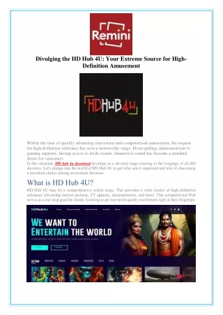 Divulging the HD Hub 4U: Your Extreme Source for High-Definition Amusement