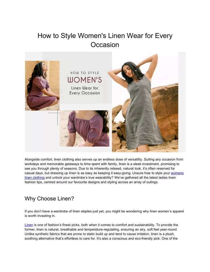 how to style women s linen wear for every occasion