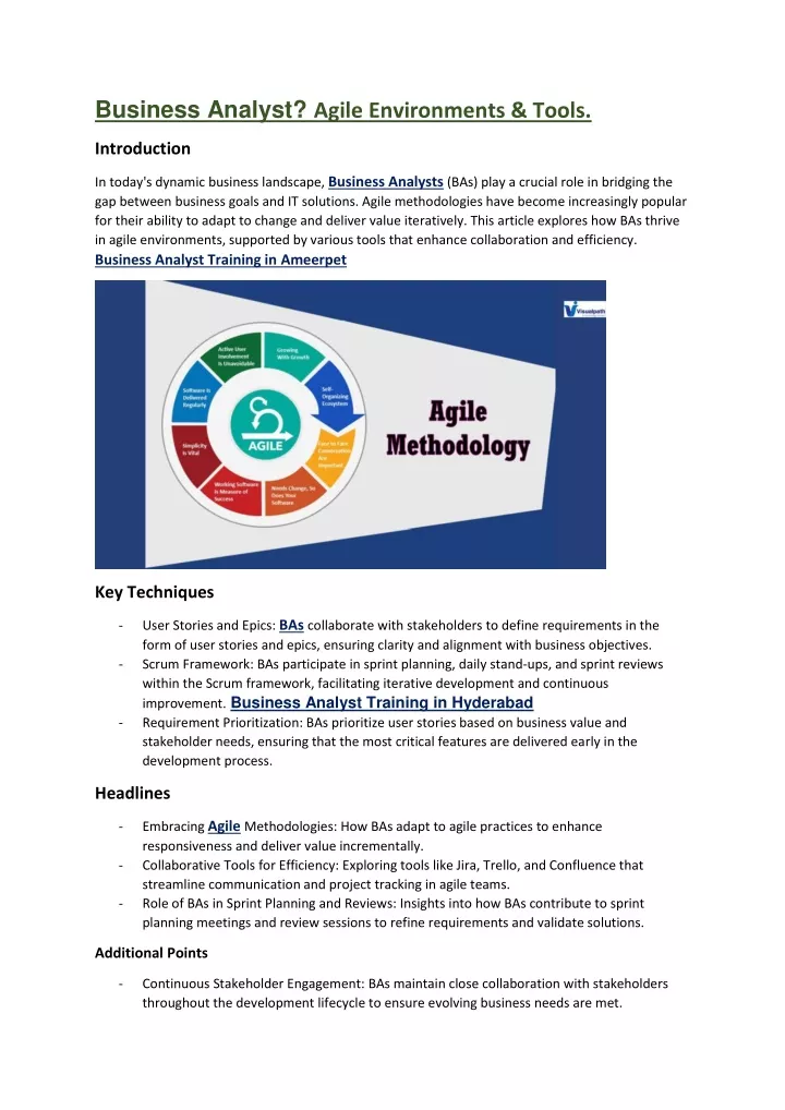 business analyst agile environments tools