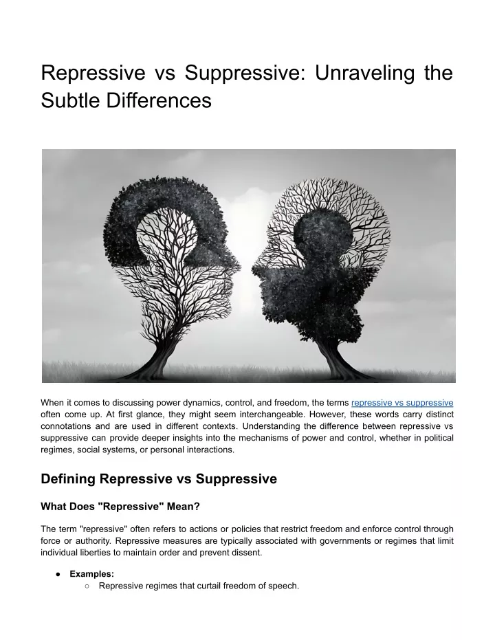 repressive vs suppressive unraveling the subtle