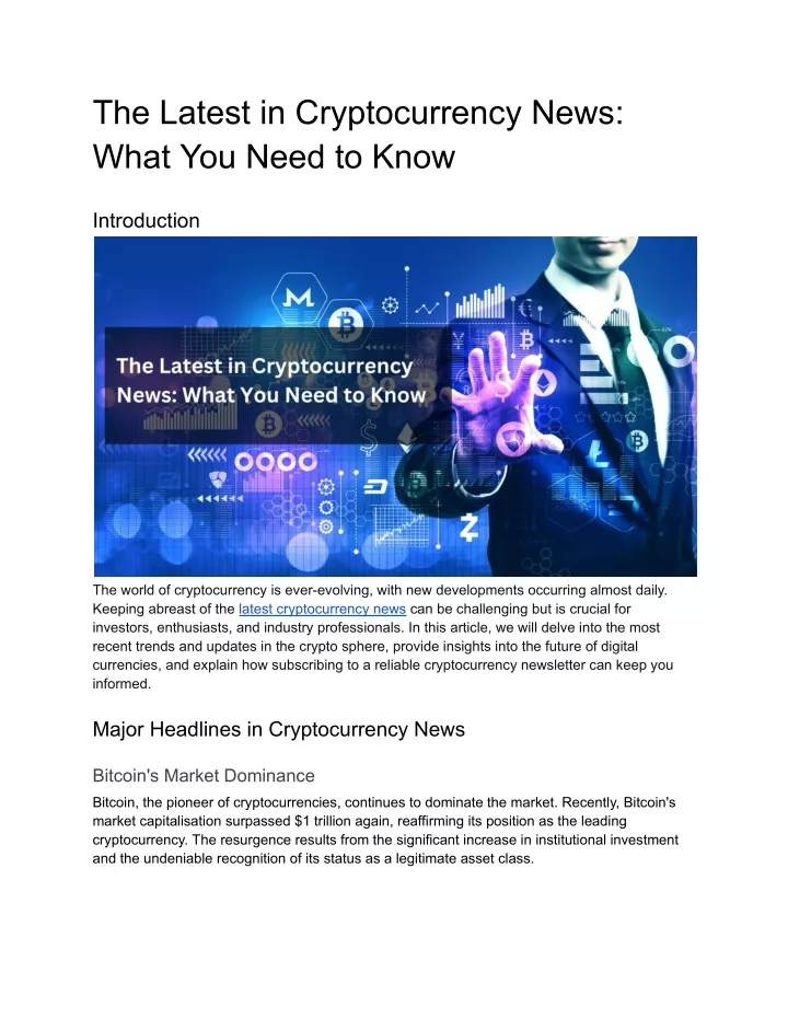 the latest in cryptocurrency news what you need