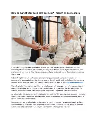 how to market your aged care business through