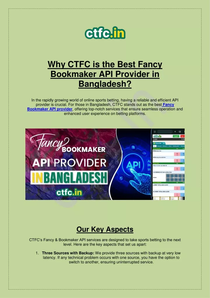 why ctfc is the best fancy bookmaker api provider