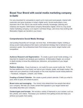 Boost Your Brand with social media marketing company in Delhi