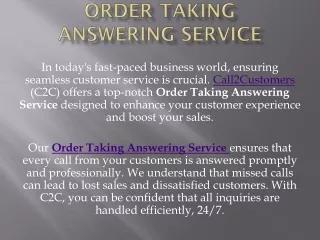 Order Taking Answering Service